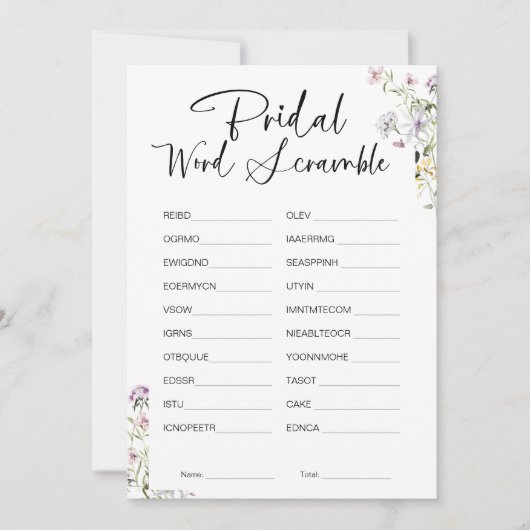 Word Scramble Vrijgezellenfeest Game Kaart (Voorkant)