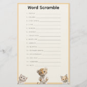  Word Scramble Whimsical Pajama Animals Briefpapier (Voorkant)
