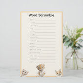 Word Scramble Whimsical Pajama Animals Briefpapier (Staand voorkant)