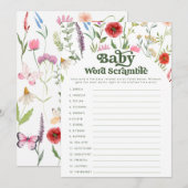 Word Scramble Wildflower Baby shower Game Kaart (Voorkant / Achterkant)