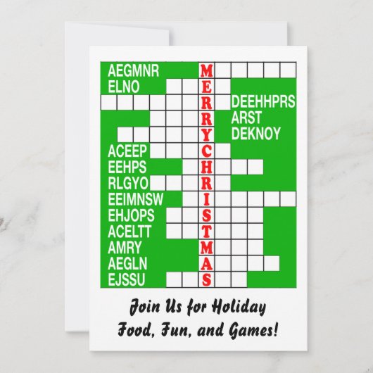 Word Scramble Xmas nodigt uit Kaart (Voorkant)