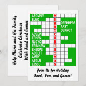 Word Scramble Xmas nodigt uit Kaart (Voorkant / Achterkant)