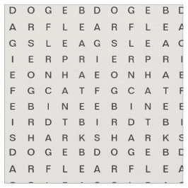 Word Search (Dieren) White Stof