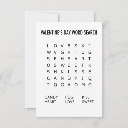 Word Search Game Foto Klaslokaal Valentijnse  Kaart (Achterkant)
