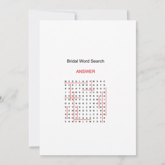 Word Search Garden Vrijgezellenfeest Game 5x7 Kaart (Achterkant)