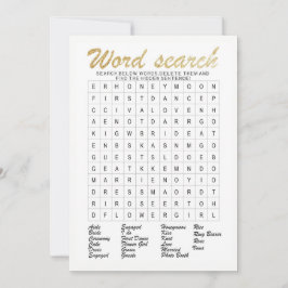 Word Search Gold glittering vrijgezellenfeest game Kaart