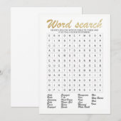 Word Search Gold glittering vrijgezellenfeest game Kaart (Voorkant / Achterkant)