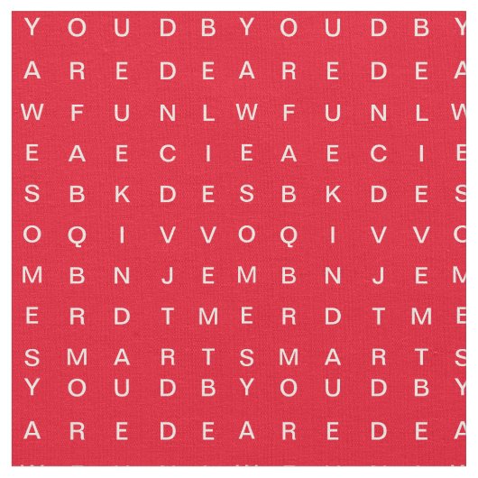 Word Search (Inspirerend) rode fabric Stof (Close Up)