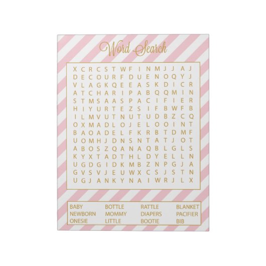 Word Search Pink Baby shower Game 40 vellen Notitieblok (Linkerzijde)