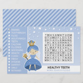 Word Search Puzzle. Tooth Fairy Party-spel (Voorkant / Achterkant)