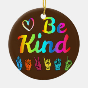 Word Sind Love ASL Sign Language Nonverbal Teacher Keramisch Ornament