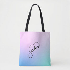 Word Sister & de bovenkant van een hart overal ged Tote Bag