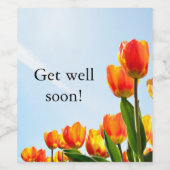 Word snel beter met oranje en rode tulpen wijn etiket (Enkel label)