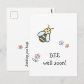 Word snel beter! Mooie Bloemen en Bij Beterschap Briefkaart (Voorkant / Achterkant)