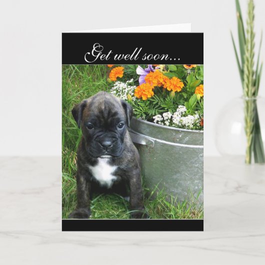 Word snel gezond Boxer puppy wenskaart Kaart (Voorkant)
