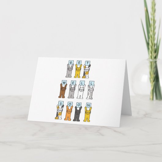 Word snel gezond Cartoon Katten Kaart (Voorkant)