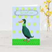 Word snel gezond, groene eend met verbonden been. kaart (Gele Bloem)