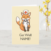 Word snel gezond Kaart Fox Nurse Gepersonaliseerde (Gele Bloem)