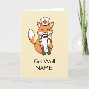 Word snel gezond Kaart Fox Nurse Gepersonaliseerde