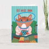 Word snel gezond Kat met een kegel Bedankkaart (Voorkant)