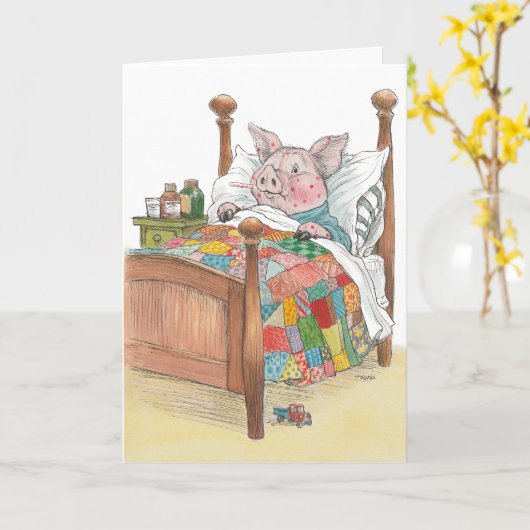 Word snel gezond Mazelen Varken Kaart (Gele Bloem)