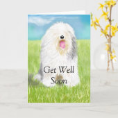 Word snel gezond met een schapenhond kaart (Gele Bloem)