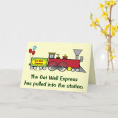 Word snel gezond met trein en ballonnen kaart (Gele Bloem)