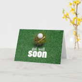 Word snel gezond met twee golfballen op groen kaart (Gele Bloem)