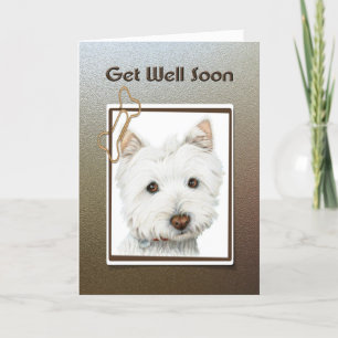 Word snel gezond, schattig Westie Dog wenskaart Kaart