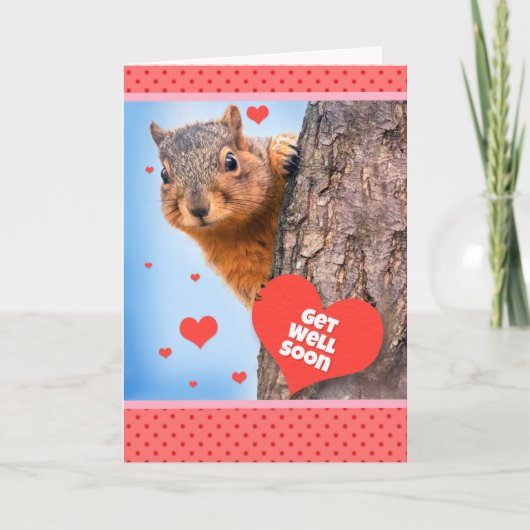 Word snel gezond Squirrell met Hearts Humor Feestdagen Kaart (Voorkant)