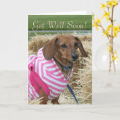 Word snel gezond Teckel wenskaart Kaart (Gele Bloem)