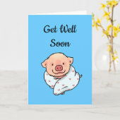 Word snel gezond (varken in een deken) kaart (Gele Bloem)