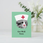 Word snel gezond Verpleegster Cat Briefkaart (Staand voorkant)