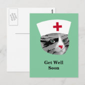 Word snel gezond Verpleegster Cat Briefkaart (Voorkant / Achterkant)