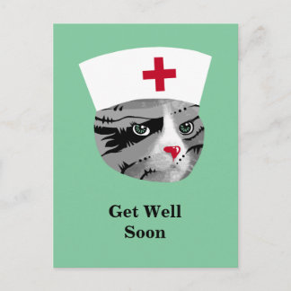 Word snel gezond Verpleegster Cat Briefkaart