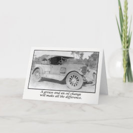 Word snel gezond, vintage auto wachten op service. kaart