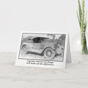 Word snel gezond, vintage auto wachten op service. kaart