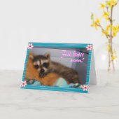 Word snel gezond wasbeer kaart (Gele Bloem)