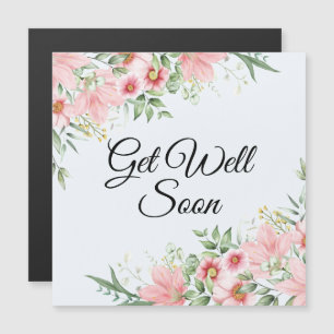 Word snel gezond, waterverf roze bloemenveermagnee