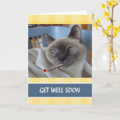 Word snel gezond, zieke kat, zuiver herstel kaart (Gele Bloem)