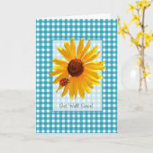 Word snel gezond Zomer Zonnebloem en lieveheersbee Kaart (Gele Bloem)