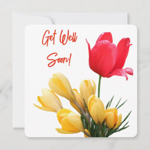 Word snel goed  geel krokus rode tulp plezier feestdagenkaart