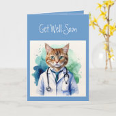 Word snel goed Grappig Kat Scan Dokter Dier Kaart (Gele Bloem)