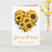 Word snel goed Mooie Zonnebloem Hart Boeket Kaart (Gele Bloem)