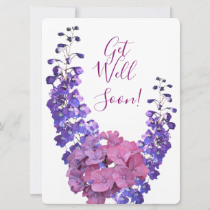 Word snel goed paarse bloemen mooi plezier feestdagenkaart
