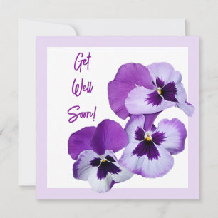 Word snel goed  paarse pansy bloemenliefde kaart