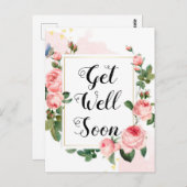 Word snel goed, waterverf rozen achtergrond, Aange Briefkaart (Voorkant / Achterkant)