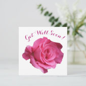 Word snel  roze roos mooie bloemen feestdagenkaart (Staand voorkant)