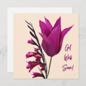 Word snel  roze tulpenbloem bloemig schattig feestdagenkaart (Voorkant / Achterkant)