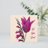 Word snel  roze tulpenbloem bloemig schattig feestdagenkaart (Staand voorkant)